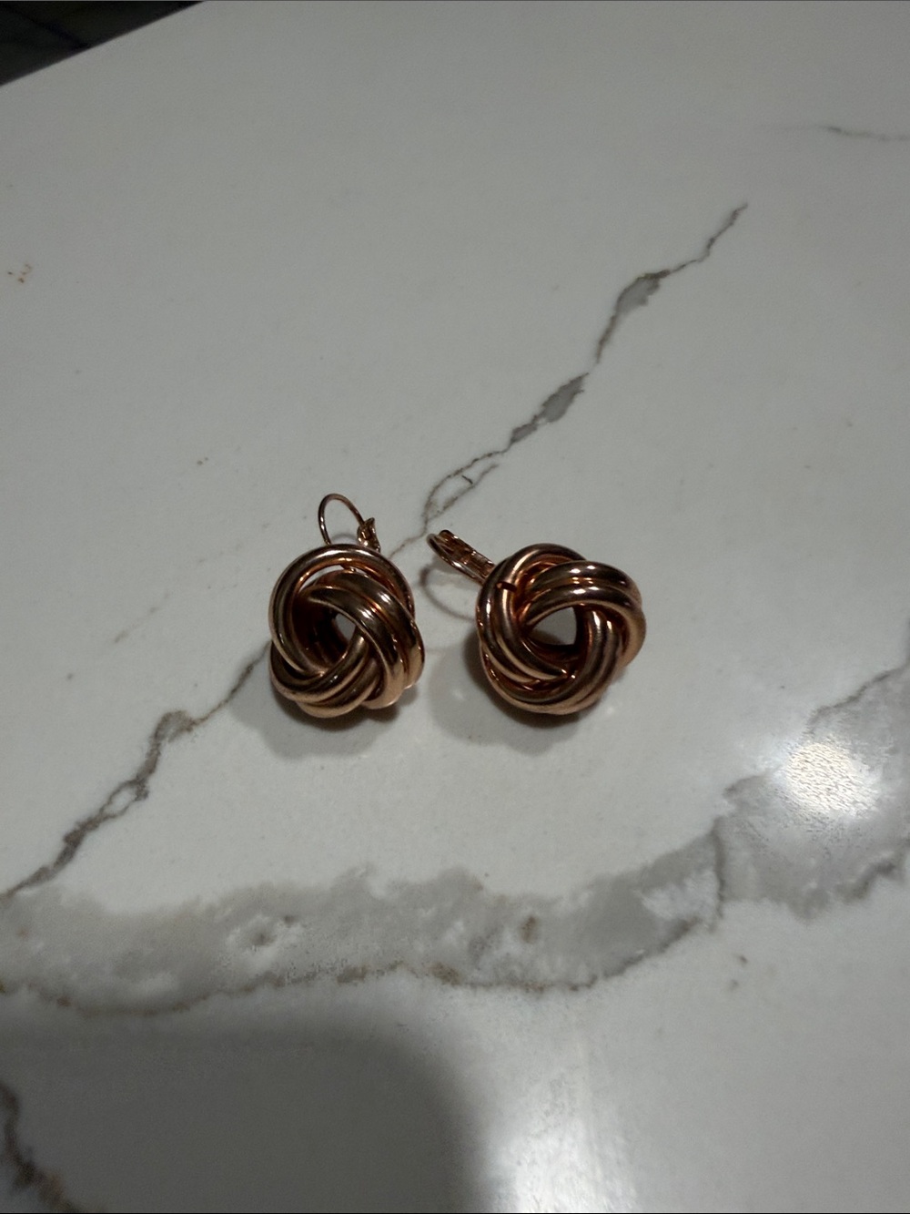 Rose Gold Knot Drop Earrings - Women Jewelry